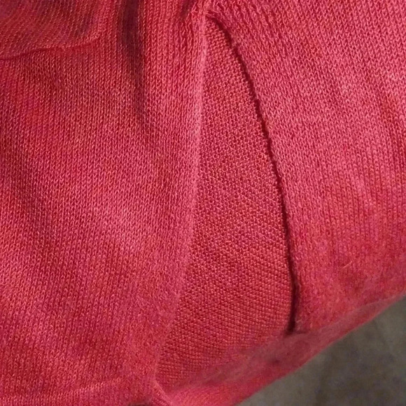 J Jill Red Long-Length Open-Front Cardigan Sweater w Pockets, Linen & Viscose - Picture 8 of 8